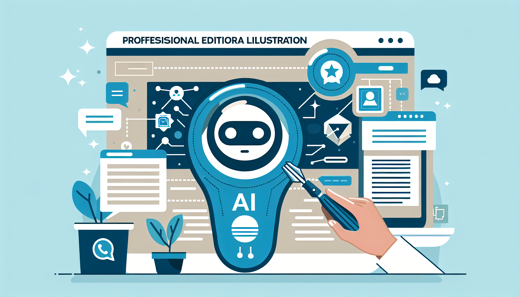 AI Agent &amp; Chatbot Builder for WhatsApp + Website | Landbot — ilustração gerada por IA